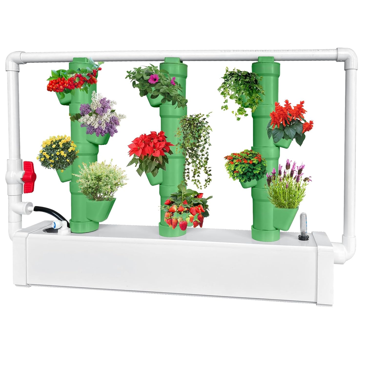 Hydroponic Growing Tower System Garden Tower-Hydroponics Tower for Indoor Herbs Fruits and Vegetables-Silent Pump Garden Tower with Water Automatic Cycle System, green