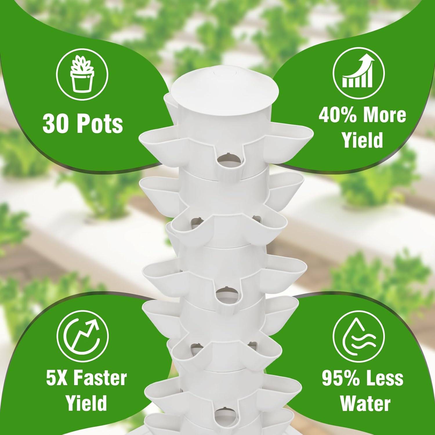 Hydroponic Growing Tower System Garden Tower-Hydroponics Tower for Indoor Herbs,Fruits and Vegetables-Silent Pump Garden Tower with Timer Automatic Watering