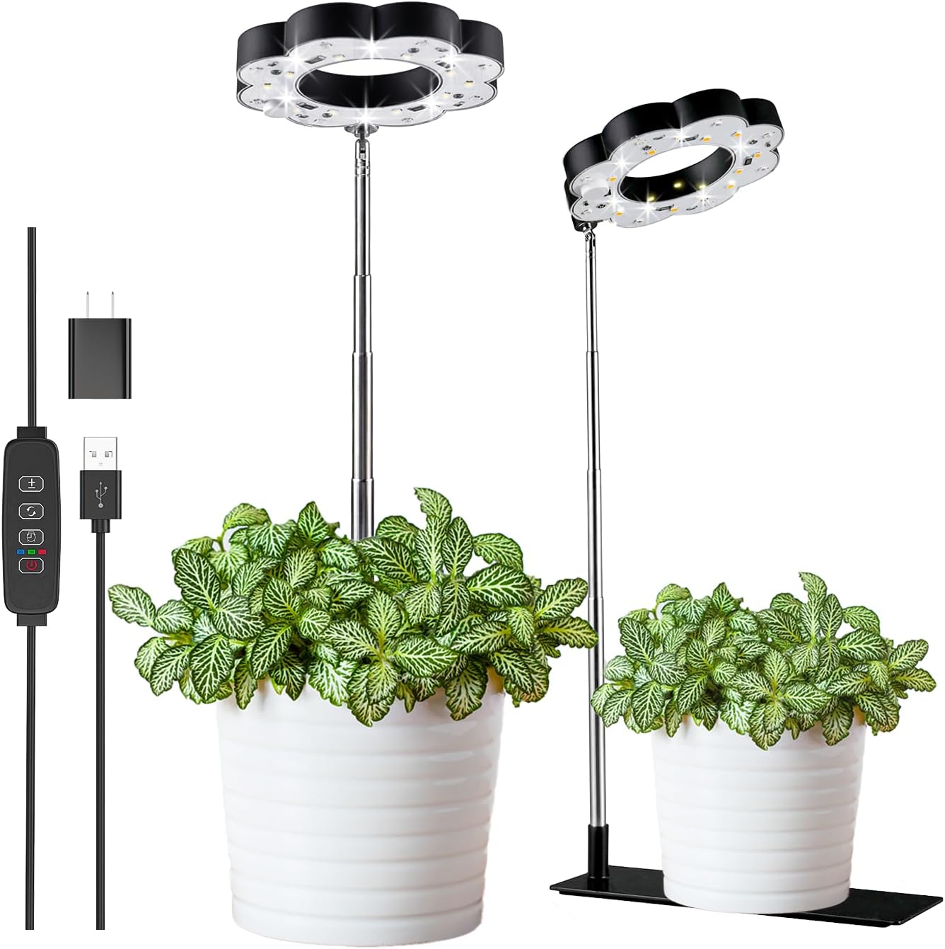 Plant Light for Indoor Plants, Full Spectrum UV Plant Lights stand, LED Sun Lamp for Plants with Metal Base, Plant Lamp with Auto Timer, 10 Dimming Levels, Artificial Sunlight for Plant Growing