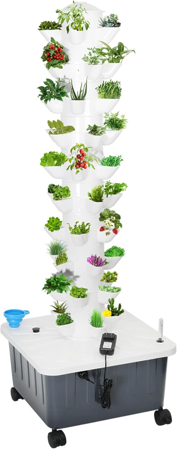 2024 𝒖𝒑𝒈𝒓𝒂𝒅𝒆𝒅 Hydroponic Growing Tower System Kit, 50 Slots Garden Tower-Hydroponics Tower for Indoor Herbs,Fruits and Vegetables-Silent Pump Garden Tower with Timer Automatic Watering