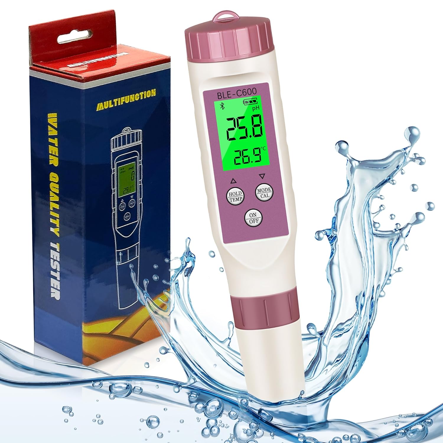 7 in 1 PH Meter PH Tester,0.01 High Accuracy Digital PH Meter for Water,PH/TDS/EC/ORP/S.G/Salt/Temp Tester,TDS Meter Water Tester for Drinking Water,Hydroponics,Plants,Aquarium and Pool