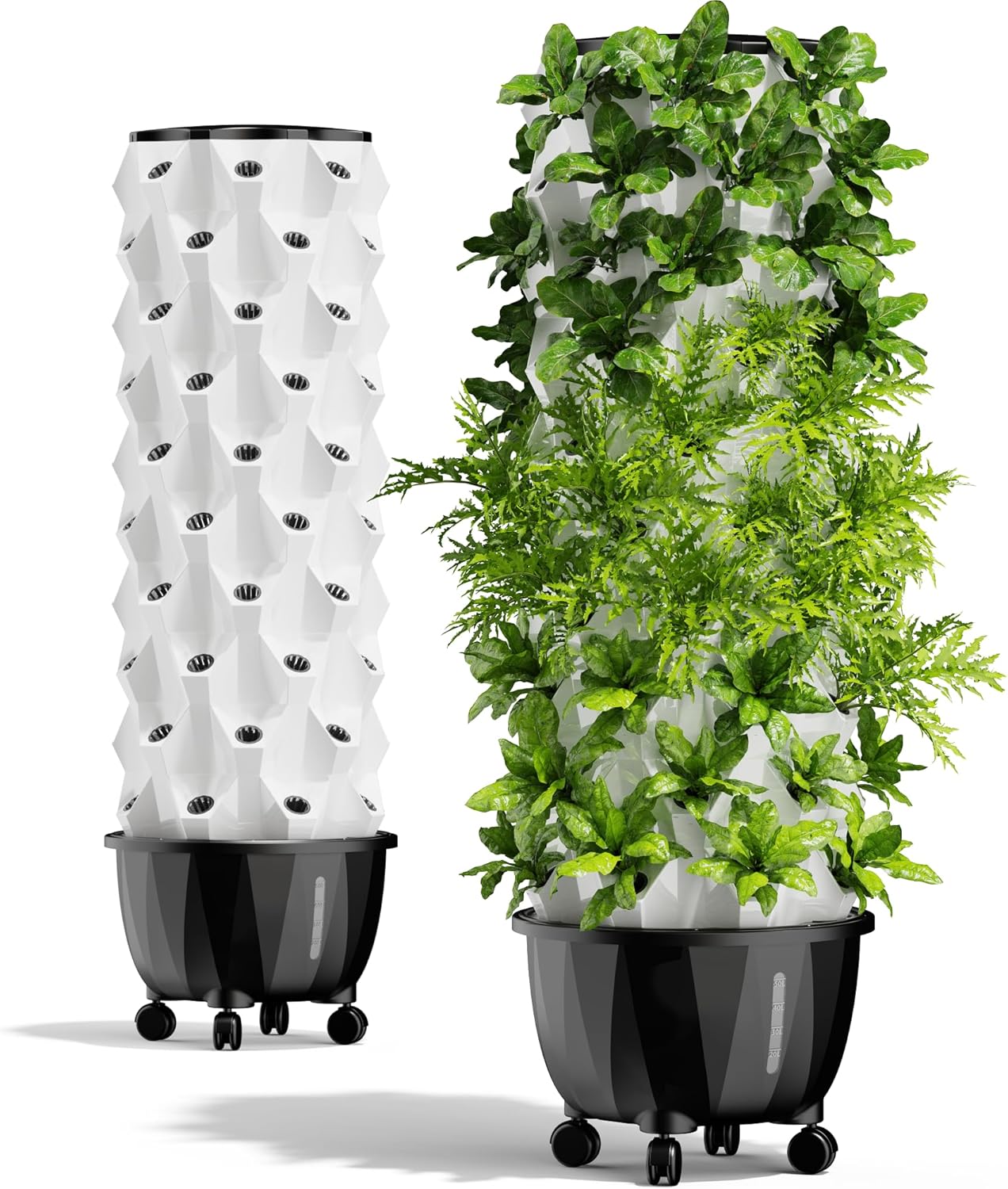 Hydroponics Tower - Hydroponics Growing System for Indoor Herbs, Fruits and Vegetables - Aeroponic Tower with Hydrating Pump, Timer, Adapter, Seeding Bed  Net Pots (Hydro_48)