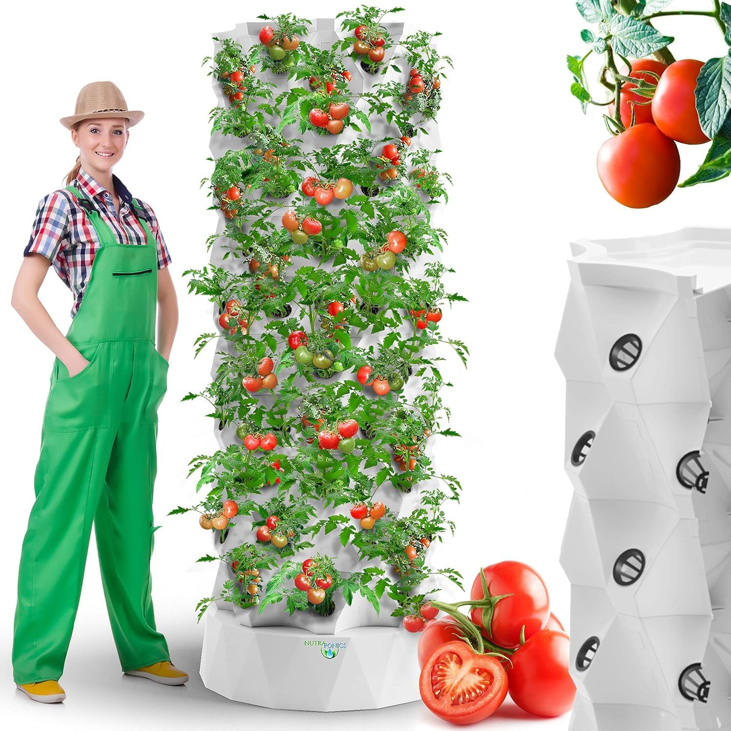 Hydroponics Tower - Hydroponics Growing System for Indoor Herbs, Fruits and Vegetables - Aeroponic Tower with Hydrating Pump, Timer, Adapter, Seeding Bed  Net Pots (Hydro_48)