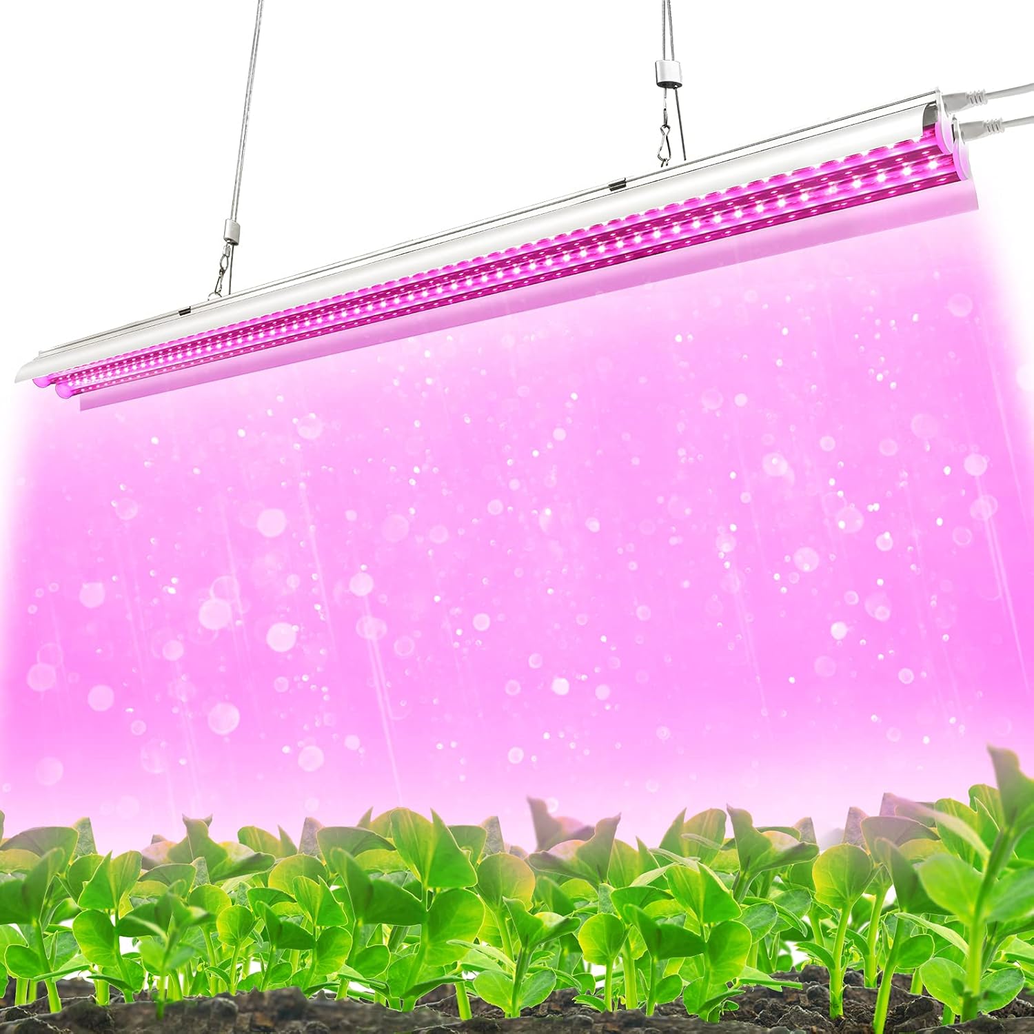 Monios-L LED Grow Light,Hanging Plant Light for Indoor Vegetable Growing System,Full Spectrum T5 4FT 60W Growing Strips,Individual ON/Off Switch for Seed Starting/Hydroponic