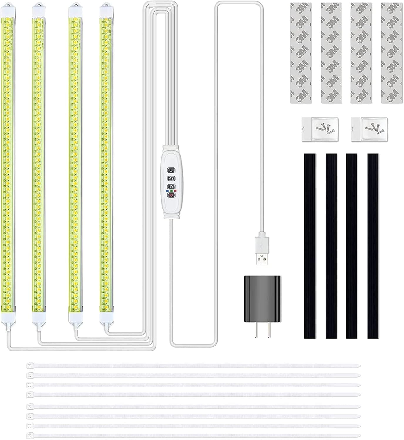 Grow Lights LED Plant Full Spectrum Plant Grow Lights for Indoor Plants with Auto ON/Off Timer, 48 LEDs/ 4 Dimmable Levels, Grow Lamp for Hydroponics Succulent (4 Pack)