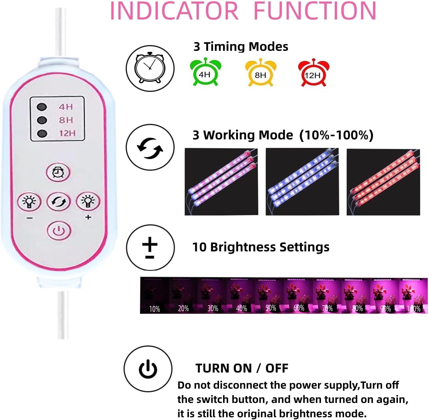 T5 Full Spectrum Red Blue Yellow LED Plant Growth Light bar,3 Switching Modes with Auto Cycle Timer,10 Dimmable Levels，Suitable for Indoor and Outdoor Seedlings Hydroponics (6 Pcs)