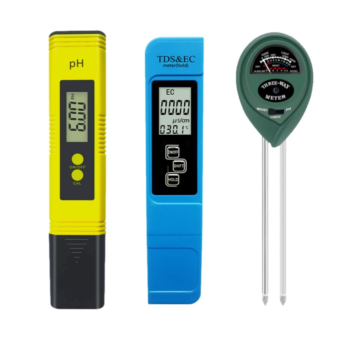 Digital PH Meter, 3-in-1 TDS EC and Temperature Meter, Plant Soil MoistureTester Kit for Home, Garden and Hydroponics
