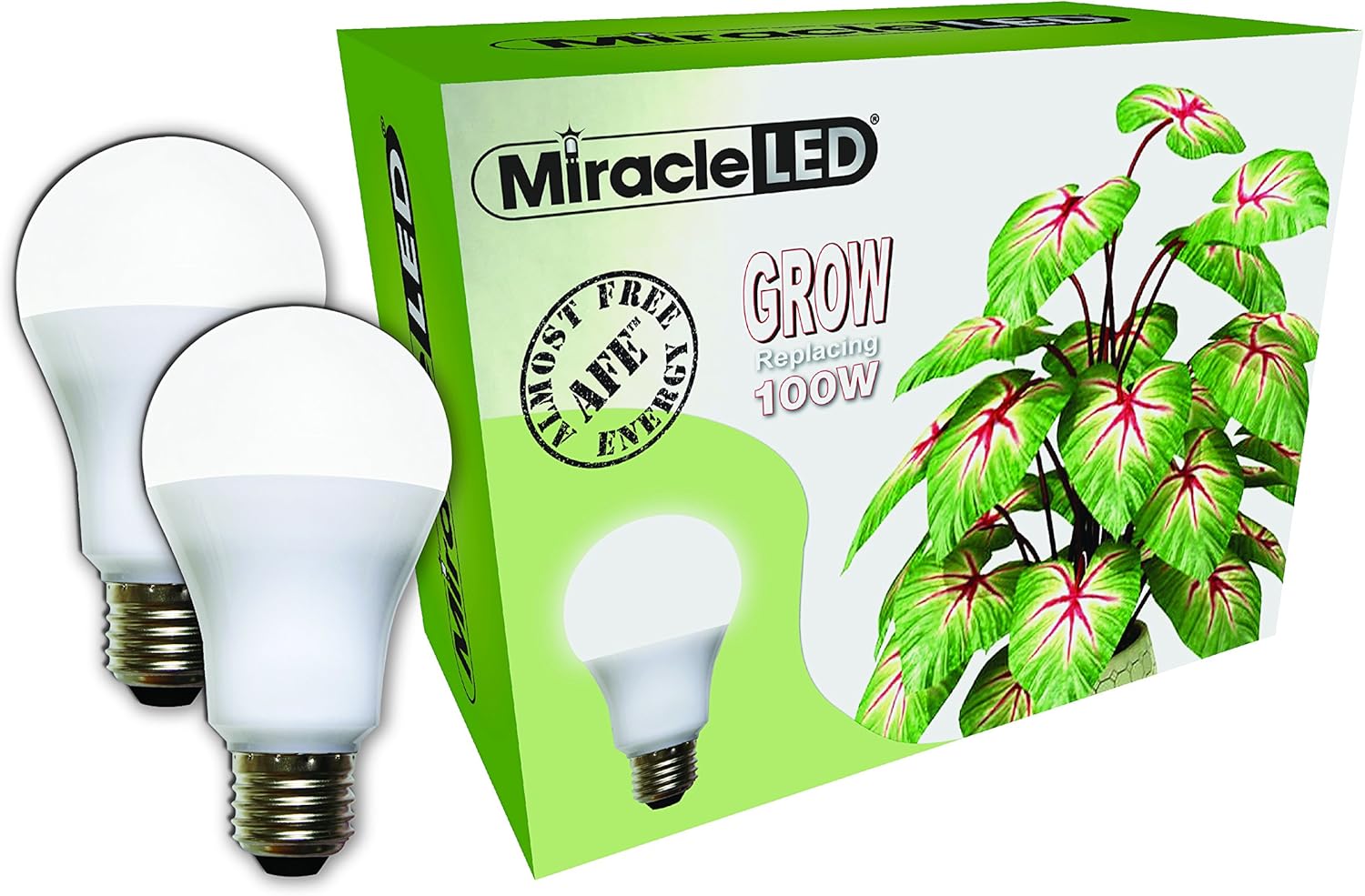 Miracle LED Almost Free Energy 100W Spectrum Grow Lite - Daylight White Full Spectrum LED Indoor Plant Growing Light Bulb for DIY Horticulture, Hydroponics, and Indoor Gardens (604301) 2Pack