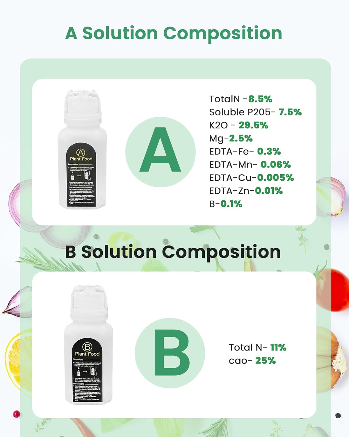 Plant Food Hydroponics Nutrients Supplies Hydroponic Growing System General AB Plants Food for Vegetables Fruits Flowers Thrive - Indoor Herb Garden Plants Accessories