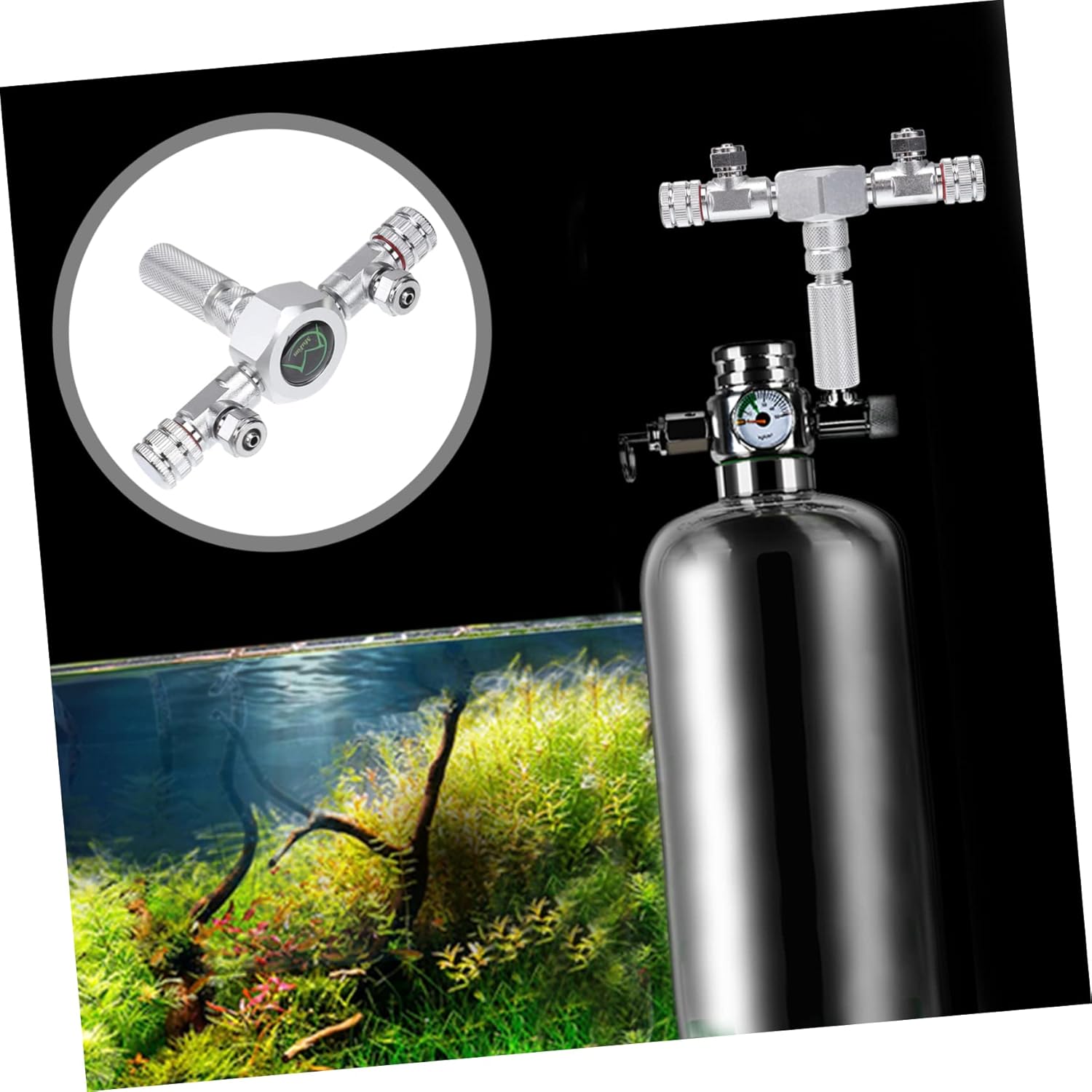 VANZACK Co2 Valve for Aquarium 2 in 1 Connector Inline Tubing Extendable Co2 Hose for Fish Tank