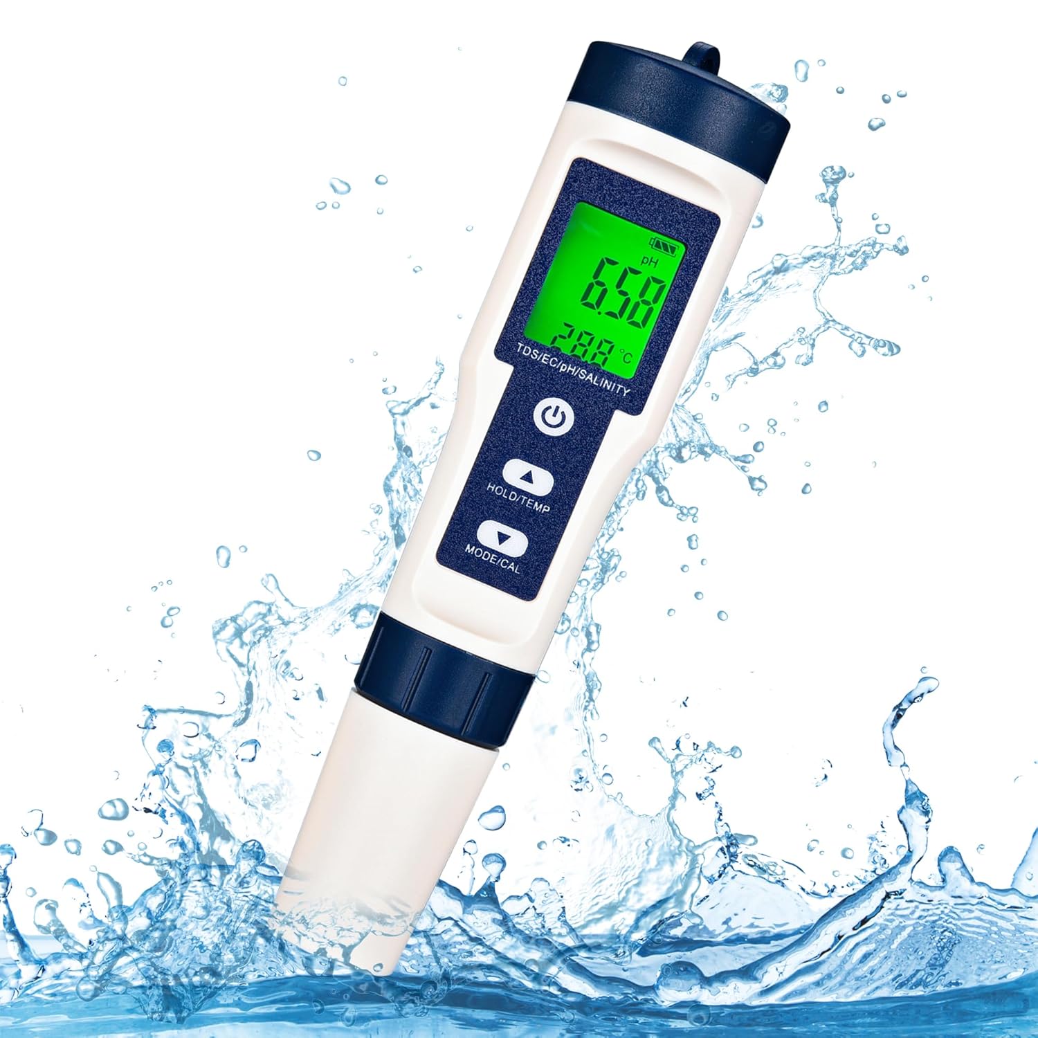 Yoption Pool Salt Tester  PH Meter, 5 in 1 Digital Salinity PH Temp EC and TDS Meter for Pool Saltwater, Drinking Water, Indoor Garden, Fish Tank, Hydroponics, Plants