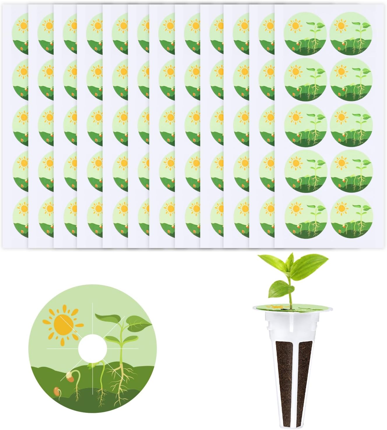120pcs Hydroponic Plant Labels, 1.57 Inch PVC Round Plant Grow Basket Labels for Seedlings Self-Adhesive Hydroponic Plant Grow Stickers Hydroponic Garden Accessories for Plant Growth