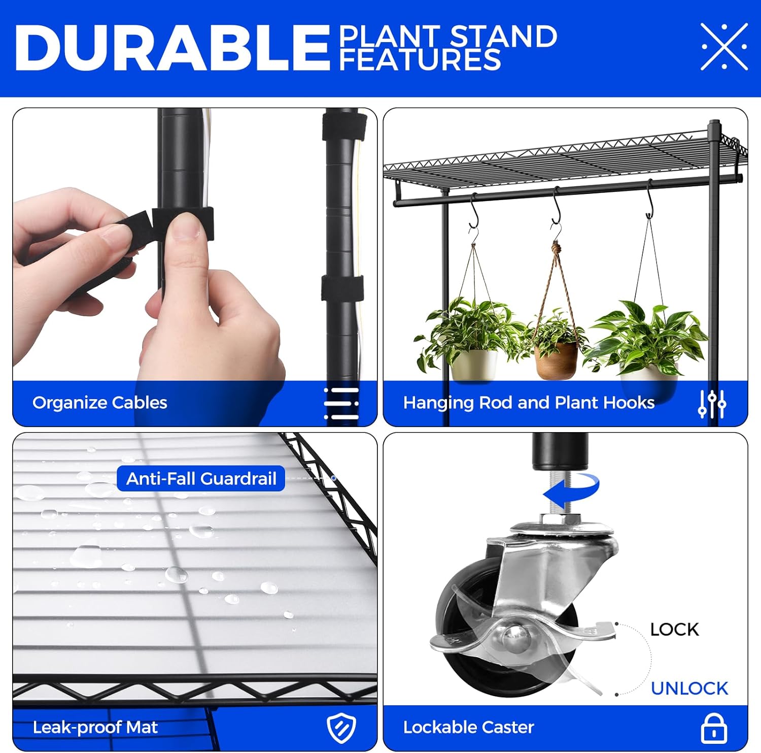 Barrina Plant Stand with Grow Light, 3FT T5 5000K 36W 3 Packs LED Full Spectrum Indoor DIY Plant Shelf with Grow Light Flower Pot Stand Display Rack, 4-Tier 35.4x13.8x70.9, Wheel, Mechanical Timer