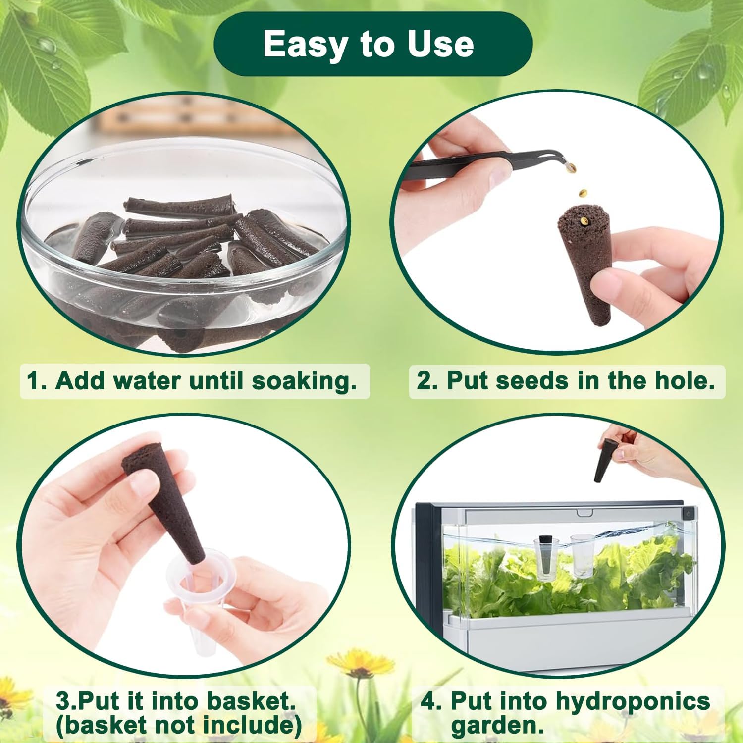 30 Pack Grow Sponges Seed Pods Kit for AeroGarden, Plant Seed Starters Sponges Compatible with Hydroponics Supplies Seed Pods Replacement Root Growth Sponges Gardening Accessories