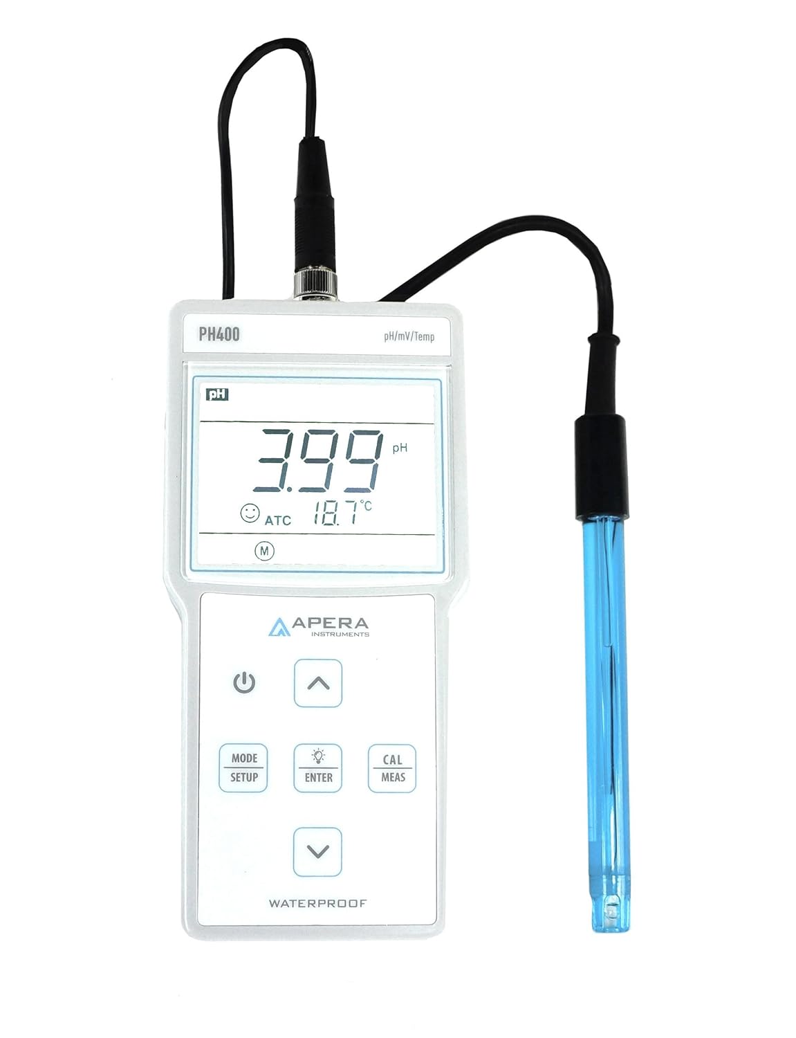 Apera Instruments PH400 Portable pH Meter Kit with Pre-mixed Buffers, 0.01 pH Accuracy, 0-14.00 pH Measuring Range, 3-Point Auto Calibration, 3 Probe