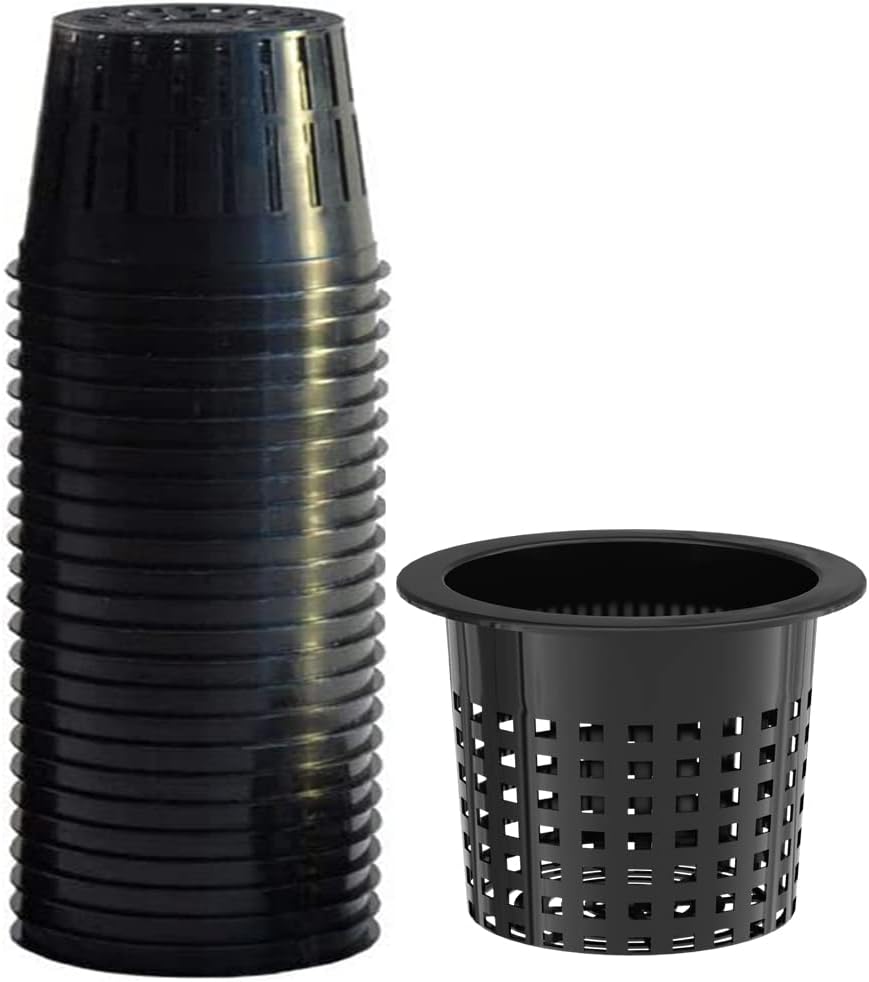 6 Inch Net Cups (12 Pack), Net Pots for Hydroponics, Orchids Mesh Baskets Pots Heavy Duty Hydroponics Supplies with Wide Lip