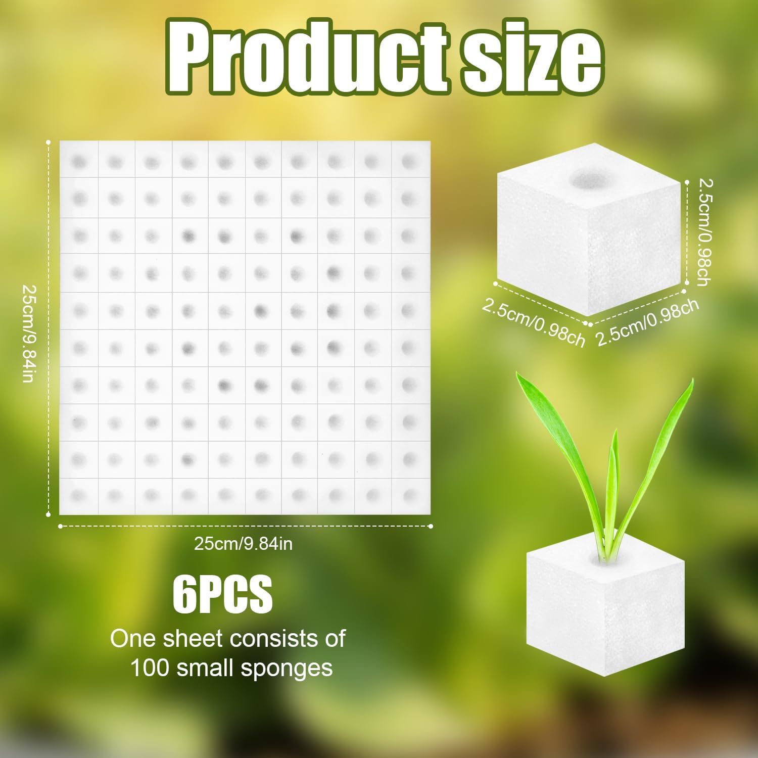 600pcs Hydroponic Planting Sponges, Square Hydroponic Sponge Gardening Tools Soilless Cultivation Grow Sponges Seeding Sponges for Hydroponics for Greenhouse Grow Seedlings (White)