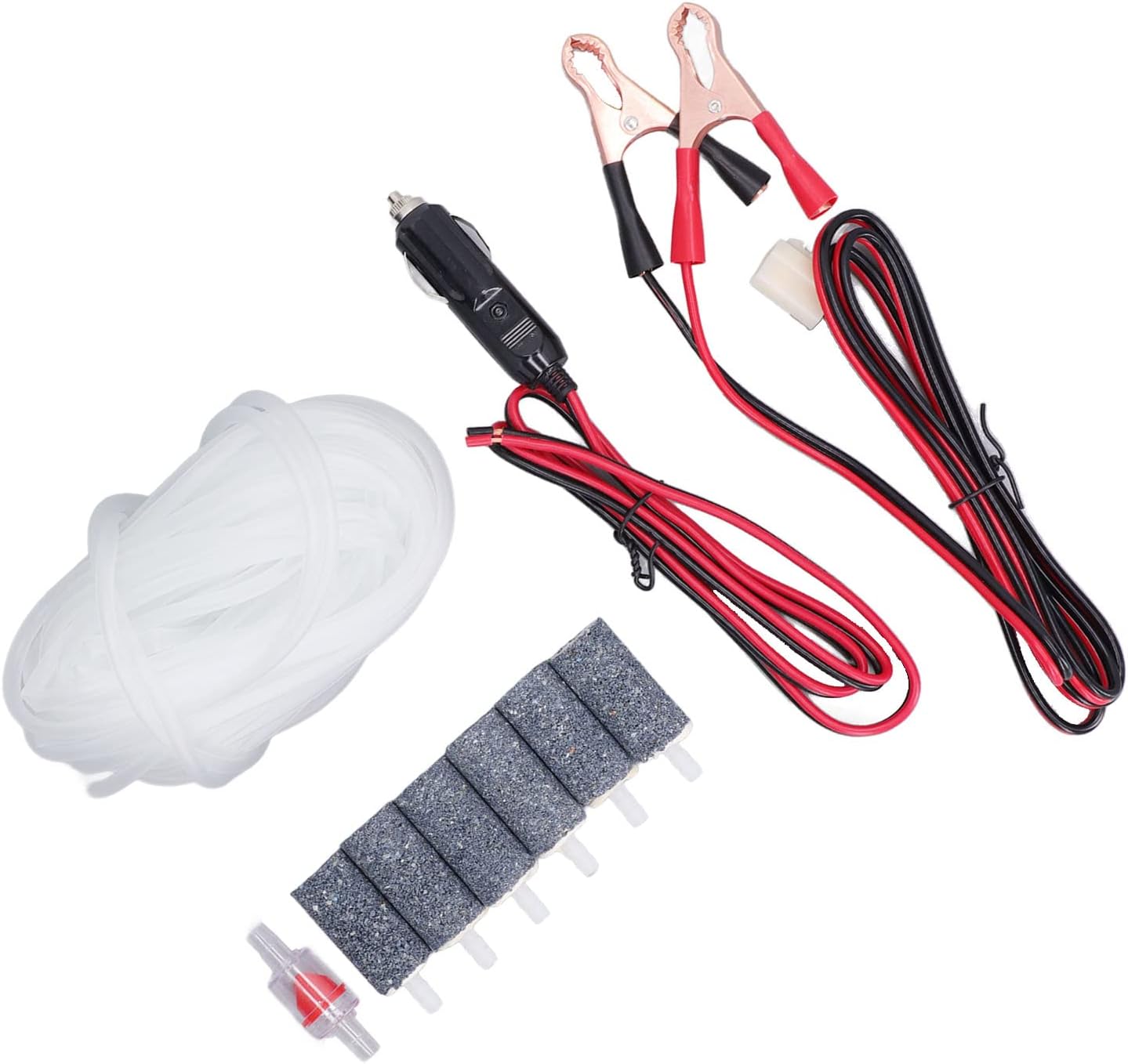 Aquarium Oxygen Pump Accessories Air Pump Accessory, Bubble Stone Kit, Aquarium Airline Tubing with 2 Cables Aquarium Pump Check Valve for Aquariums