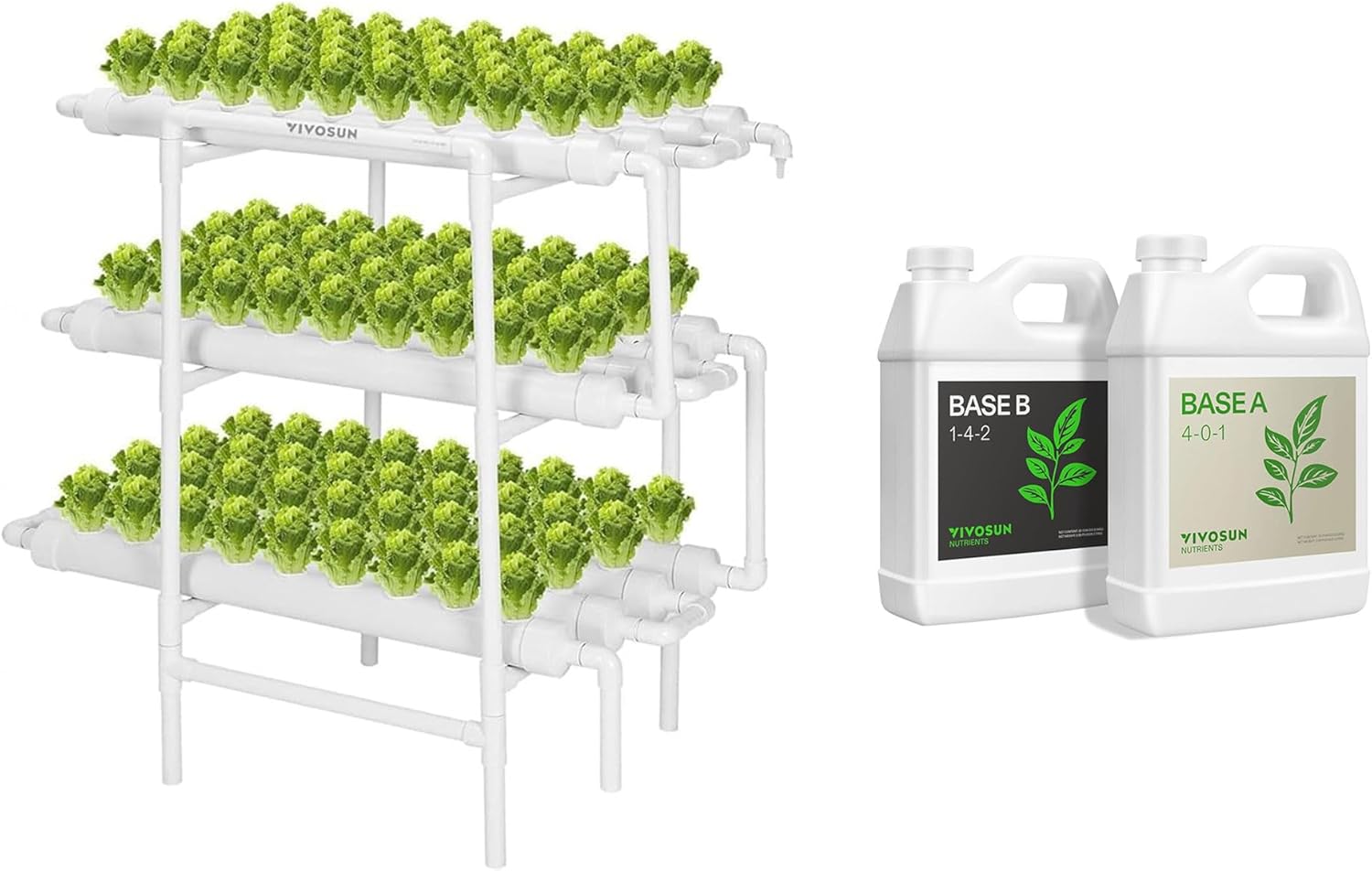 VIVOSUN Hydroponics Growing System 108 Plant Sites and Nutrients Base A  B Bundle
