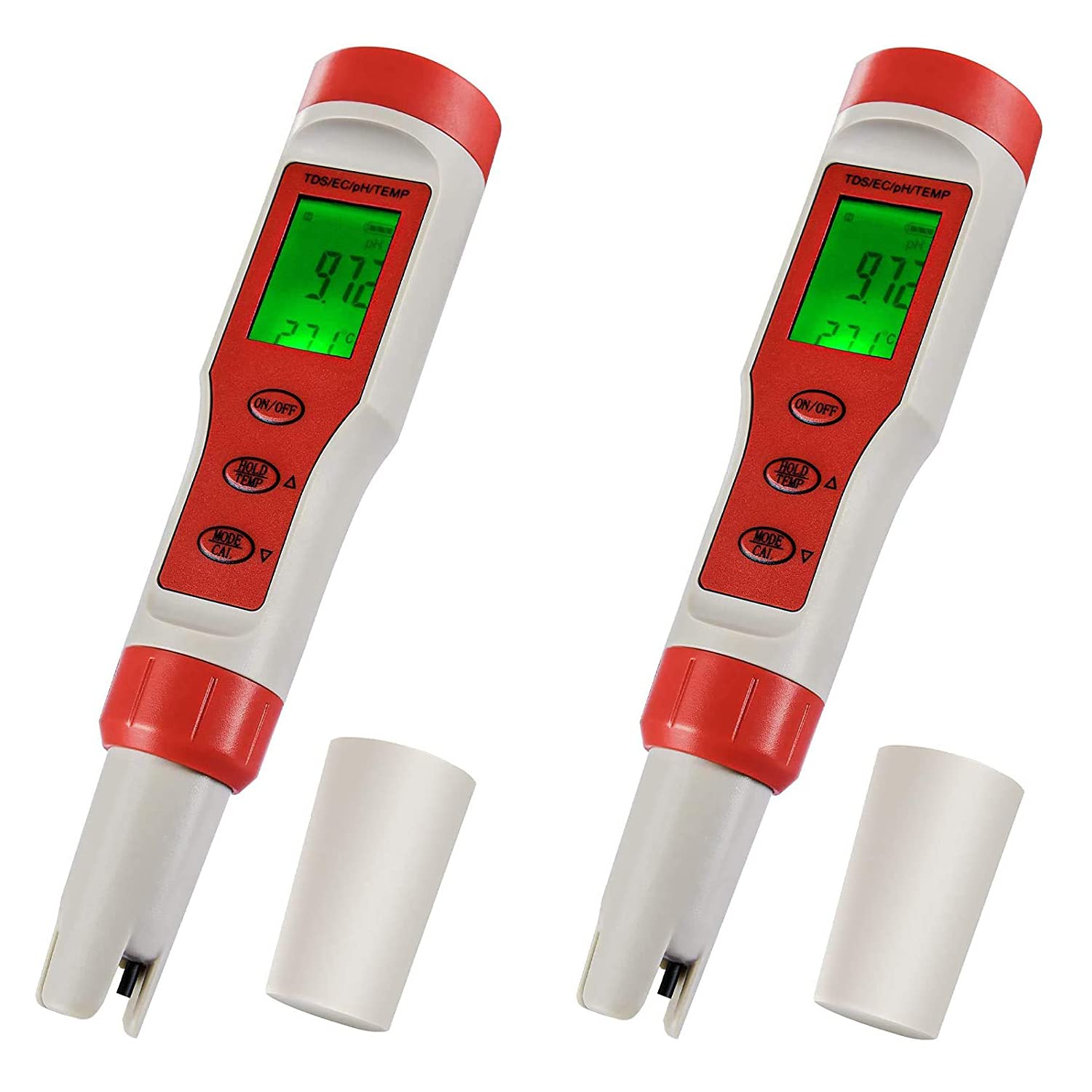 iPower pH Meter Digital 4-in-1 TDS/EC/Temp Water Tester for Pools, Ponds, Lab, Aquariums with Backlight, 2-Pack