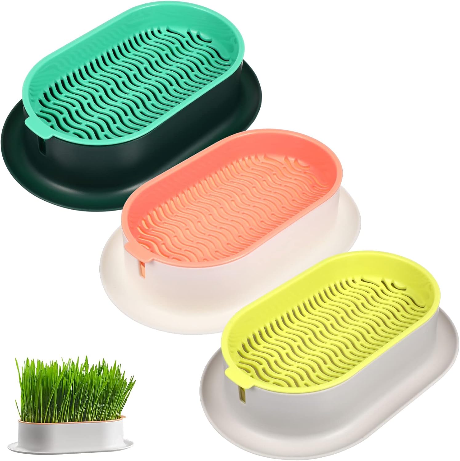 Kisangel 3pcs Cat Grass Planter Hydroponic Cat Grass Box Trays for s Growing Kits Soilless Nursery