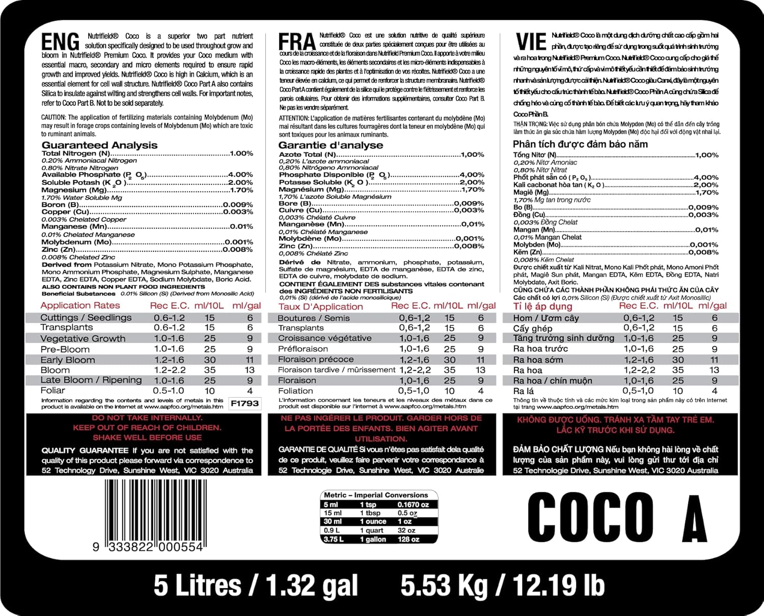 Plant Nutrients Liquid Fertilizer 500 ML A 1-4-2  500 ML B 3-0-0.5 Plant Food Support Plant Growth Throughout Entire Cycle Veg and Flower Indoor Outdoor Hydroponic Coco Garden (500 ml)