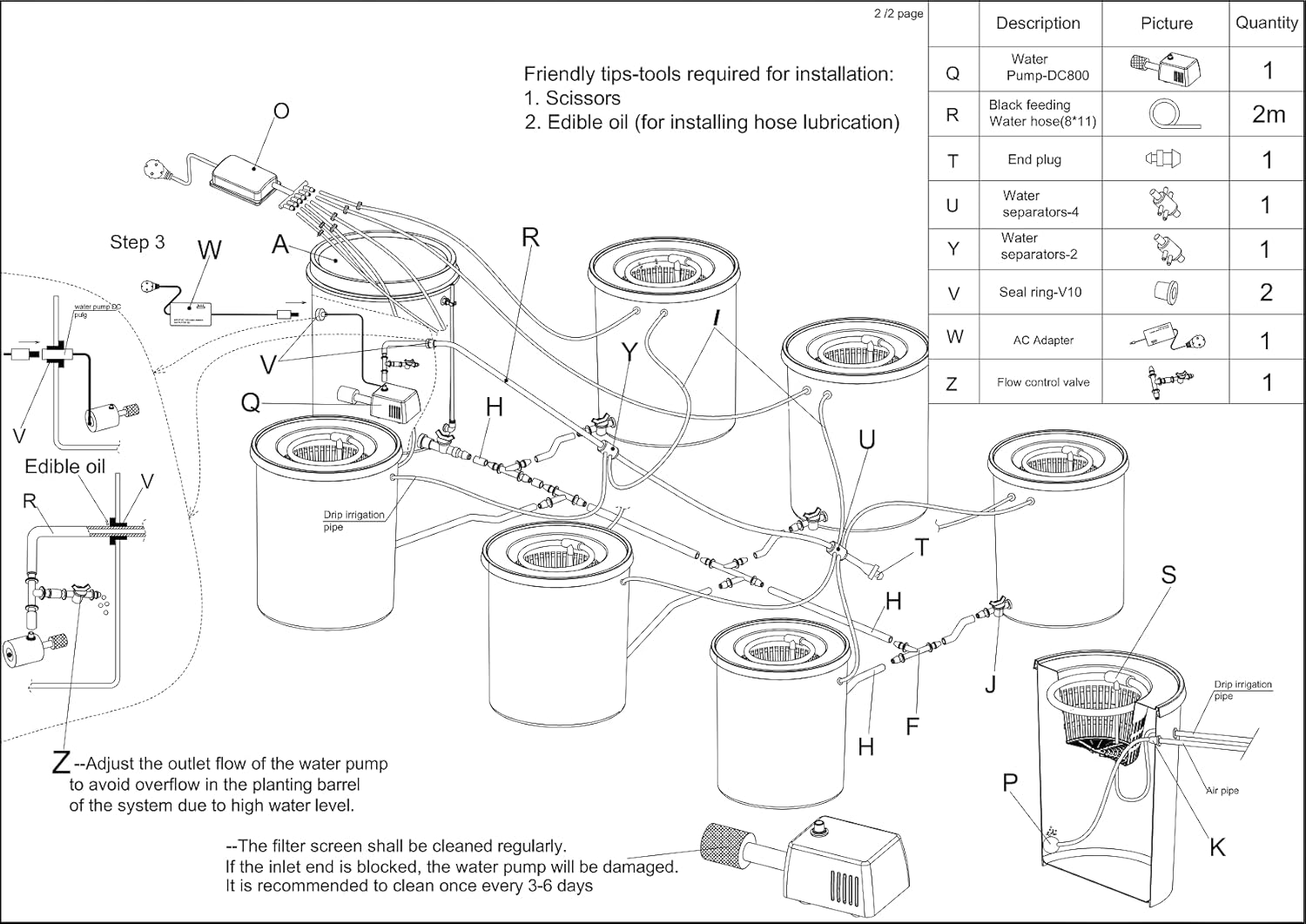 RDWC Top Feed Drip Hydroponics Systems 6 Buckets + Reservoir, Recirculating Deep Water Culture Hydroponic Bucket System, 5 Gallon Hydroponics Grow System Kit with Water Pump, Air Pump