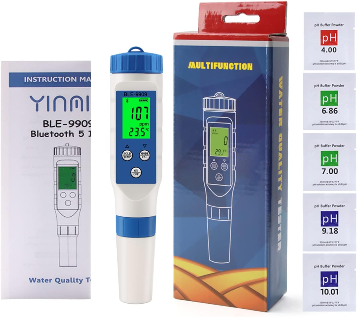 5 In 1 Digital Meter With TDS/EC/Salinity/Temperature Measurement Waterproof Highly Accurate Multi-Parameter Tester Water Quality Monitor For Aquarium Water Quality Monitor Hydroponics 5 In 1 Digital Meter With TDS/EC/Salinity/Temperature Measurement Waterproof Highly Accurate Multi-Parameter Tester Water Quality Monitor For Aquarium Water Quality Monitor Hydroponics