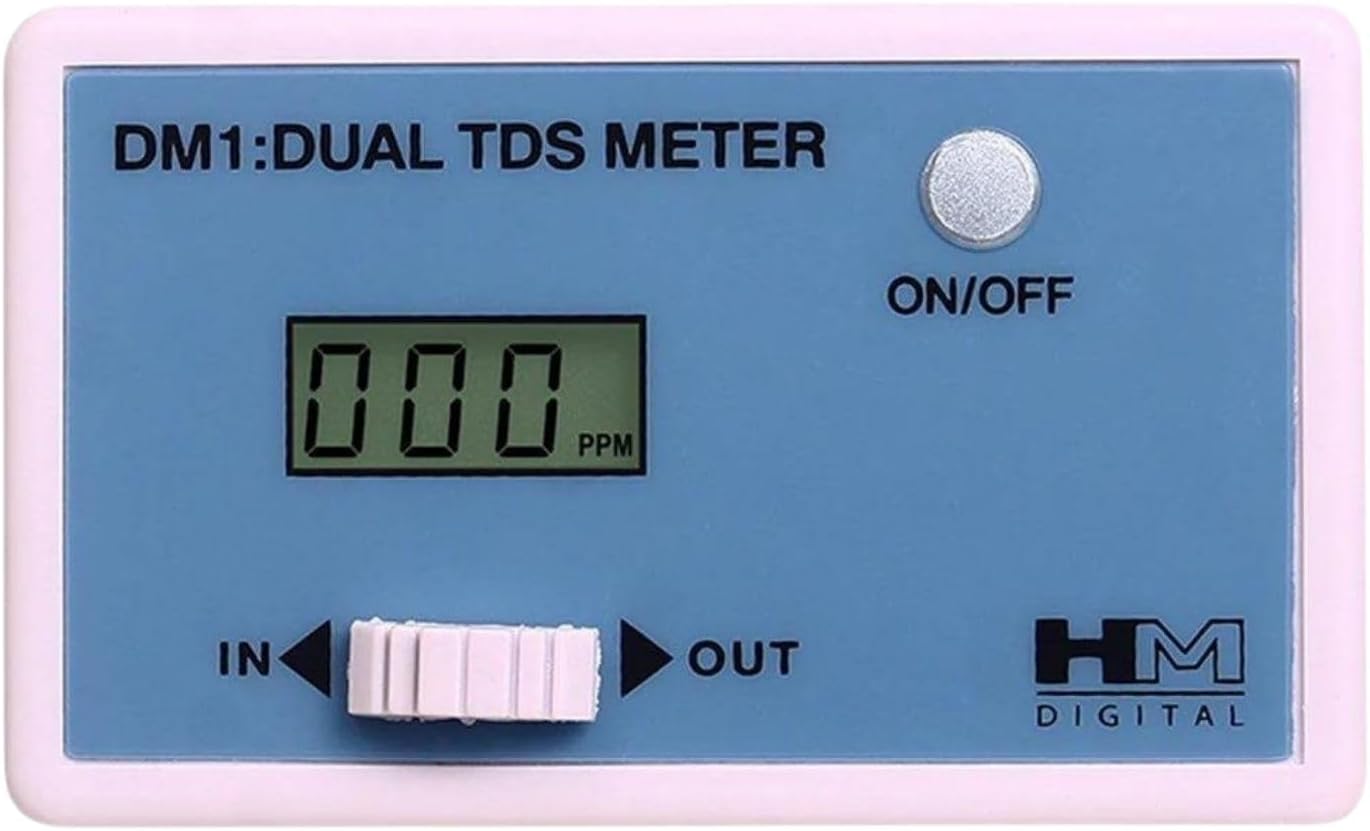 HM Digital DM-1 In-Line Dual TDS Monitor, 0-9990 ppm Range, +/- 2% Readout Accuracy,Blue  White